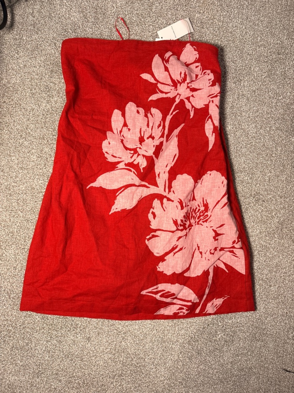 Abercrombie & Fitch Red Strapless Mini Dress with Pink Floral Print